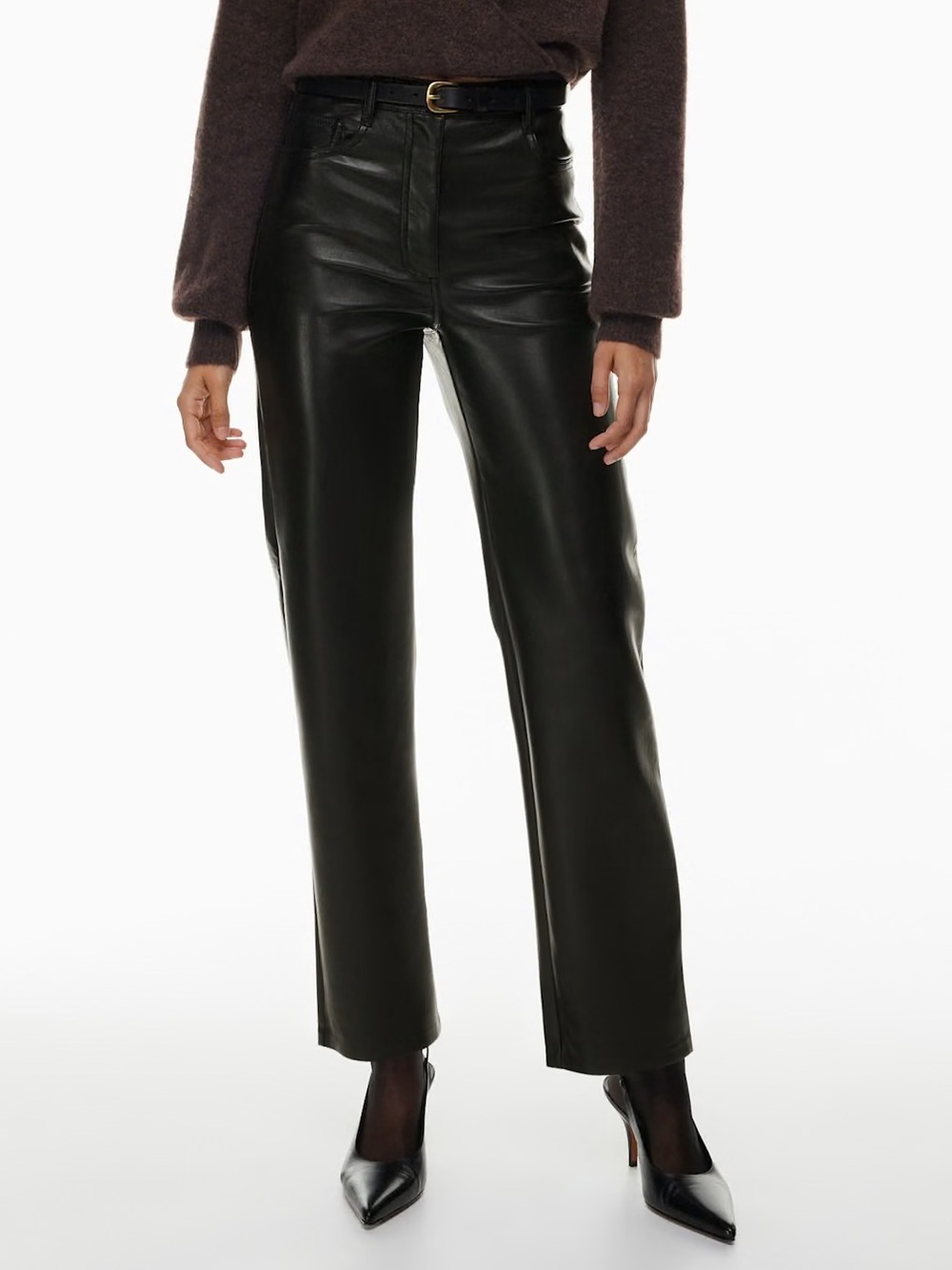 Aritzia Wilfred Free Wide Leg Vegan Leather Pants - Black